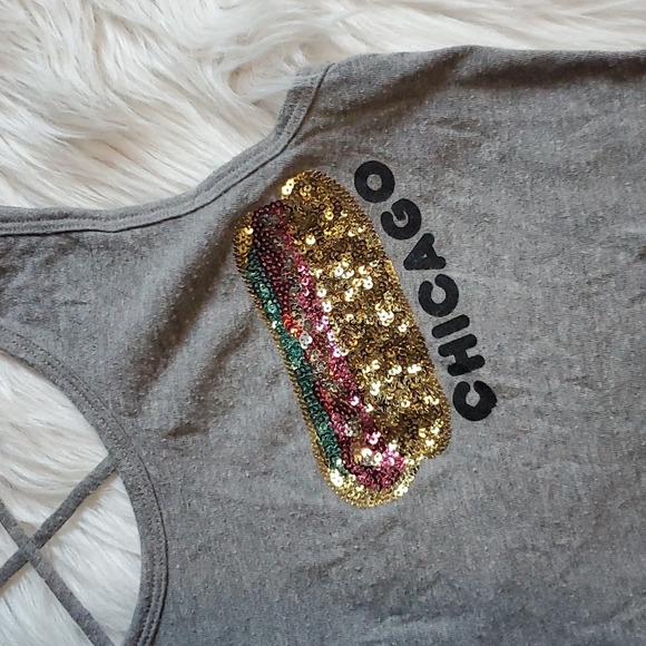 PINK VS Chicago hot dog sequin tank top - Picture 2 of 7